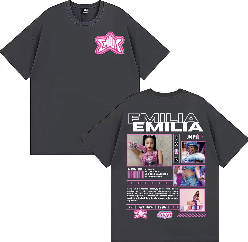 Singer Emilia Mernes MP3 Tour 2025 Graphic T Shirt Men Women Fashion Aesthetic High Street T-shirts Casual O-Neck Cotton T-shirt