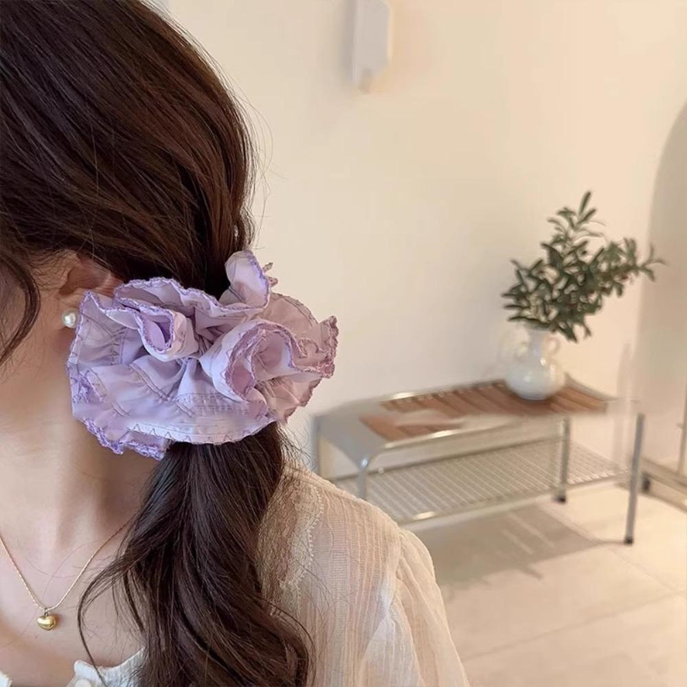 Elastic Plaid Scrunchies Sweet Exaggerated Hair Ring Exquisite Large Lace Hair Tie  Lady