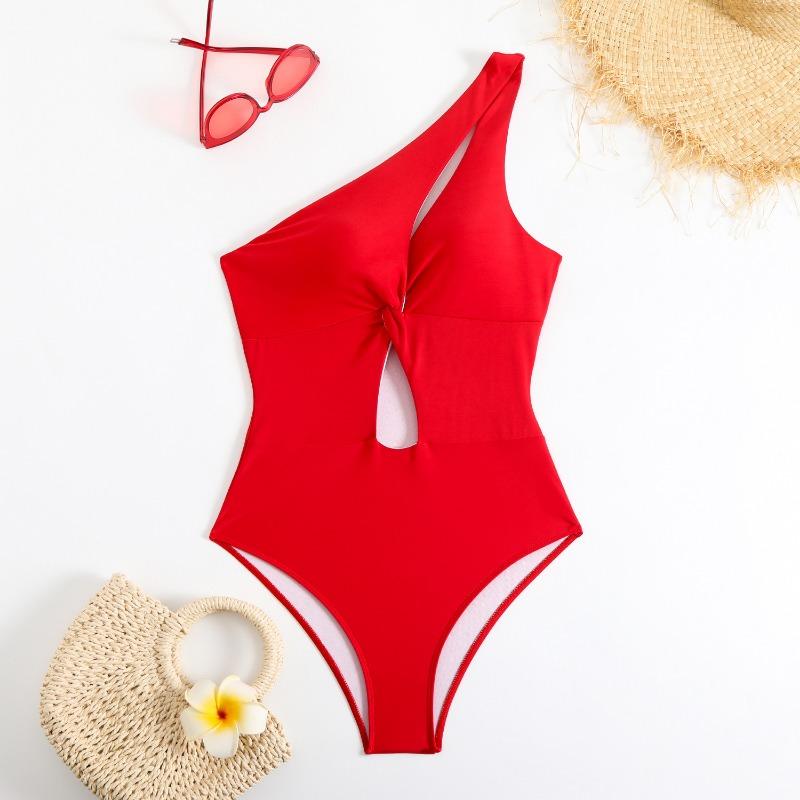 New Sexy One Shoulder Twist Cutout One Piece Swimsuit - High Cut Monokini for Women