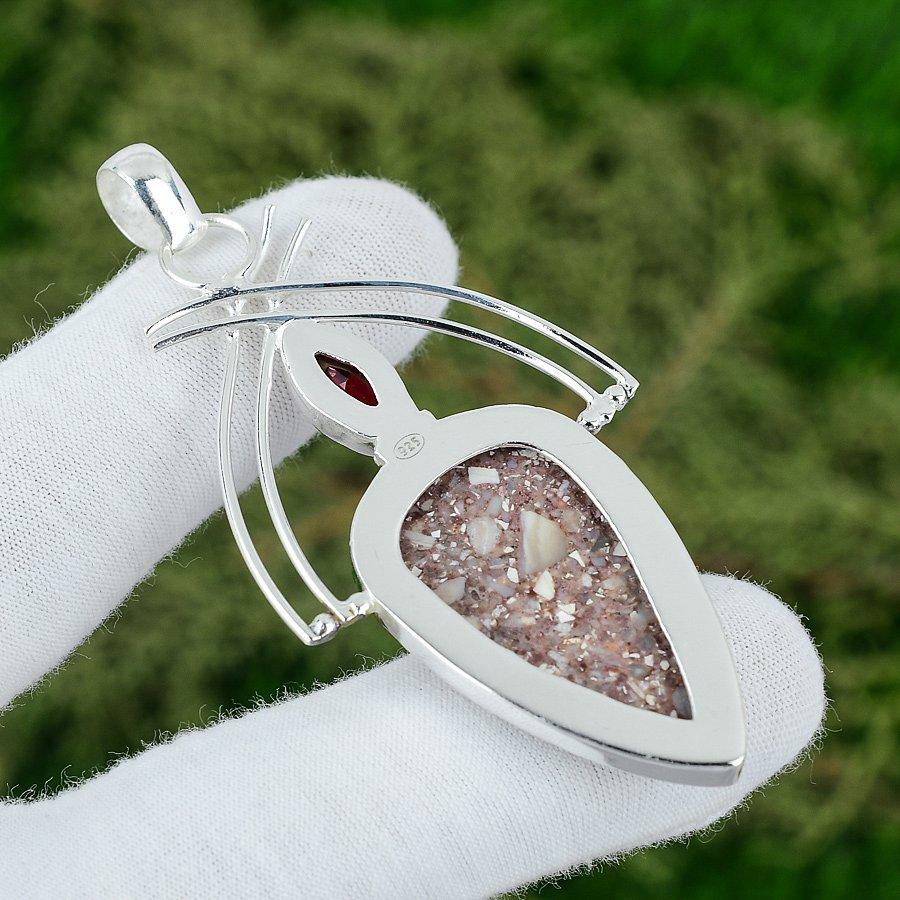 Red Brecciated Mookaite Gemstone Amethyst 925 Sterling Silver Pendant Jewelry