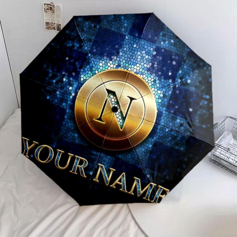 1 PC Automatic Folding Umbrella - SSC Napoli Custom Name Pattern, Portable & Foldable Design with 8 Ribs, Christmas Birthday Gifts