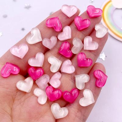 50 Stück Harz niedliche Kristalle rosa Rose weiß glänzende Herz Kunst Nagel Flatback Strass Applikation DIY Hochzeit Scrapbook Dekor Handwerk