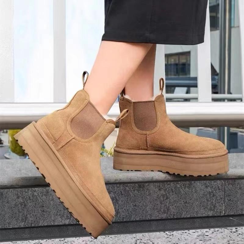 Fashion Autumn and Winter Women's Snow Boots New Flat Bottom Warm Cotton Ankle Boots Shoes Casual Plush Solid Short Botines for Women