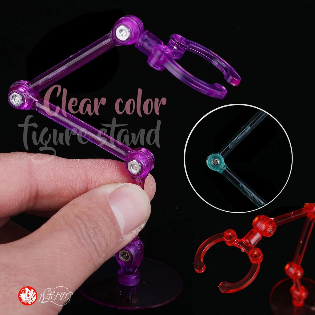 Rubonarie Figure Stand, Display Stand, Multi-Stand, Polycarbonate, 180-Degree Articulation, Plastic Model Figure, Set of 4 (Clear)