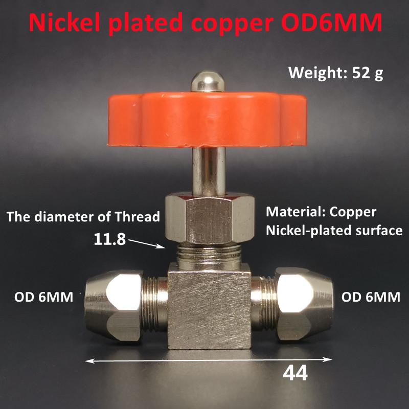 

6mm 8mm 10 12mm Hole Dia Orange Plastic Handle Metal High-Pressure Durable Tube Needle Type Globe Valve Nickel plated copper 1/8