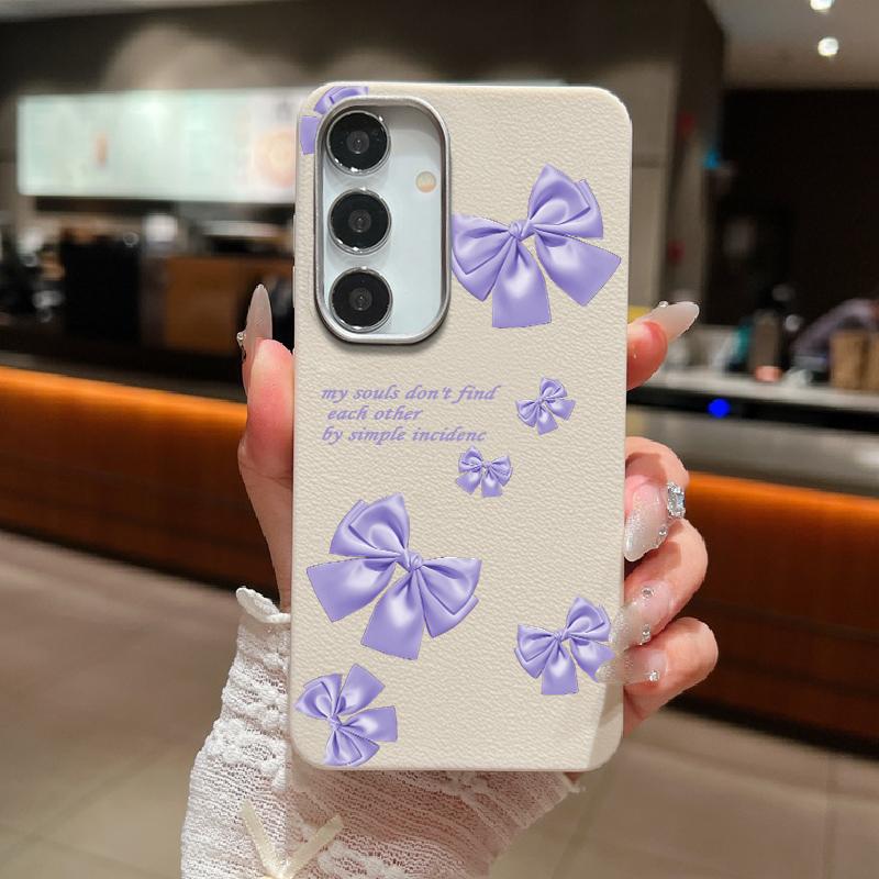 

Тонкий чехол с однотонным принтом банта для Samsung S25 S24 FE S23 Ultra S22 A16 A56 A55 A36 A26 A15, матовая кожаная текстура, противоударный мягкий чехол для телефона из ТПУ Samsung A53 5G