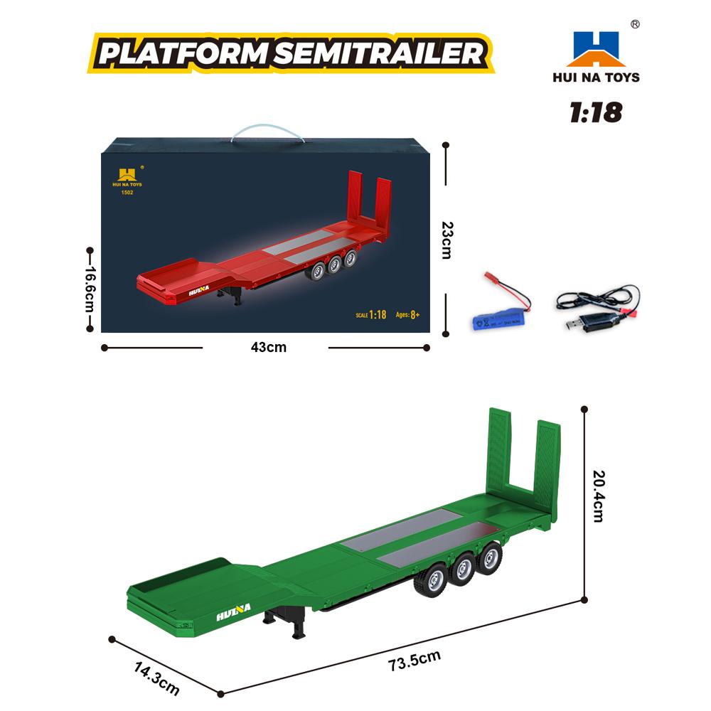 HUINA 1/18 19CH RC Truck 1501 770S Scania Alloy Tractor 2.4G Remote Control Engineering Trailer Truck with Light and Sound Toys