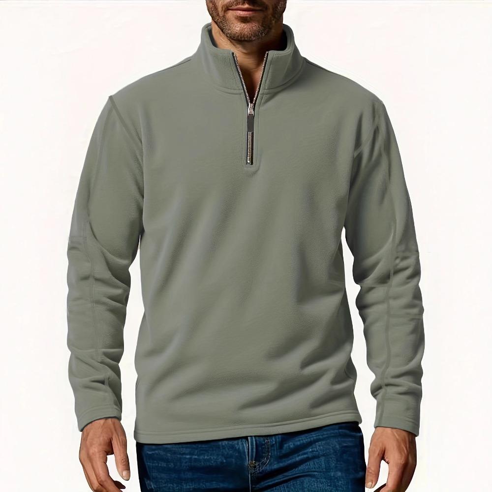 

FEGKZLI Качество бренда Утепленная теплая флисовая куртка для мужчин Пуловер с молнией на шее Мужская толстовка Софтшелл Мужская куртка XXL зелёный