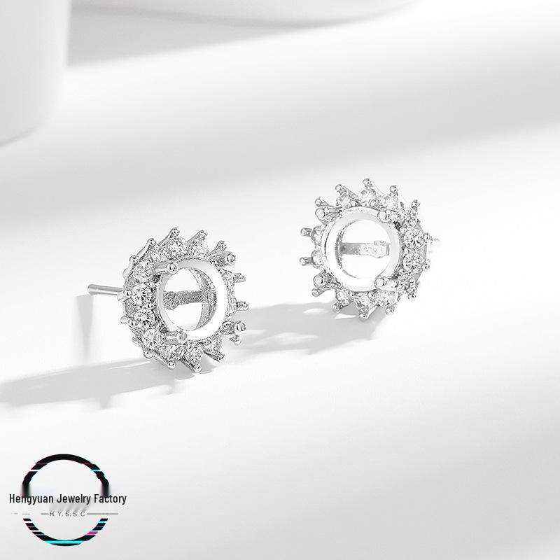 

Посеребренная 925 пробой Основа для сережки-гвоздика Round с инкрустацией бриллиантами DIY 6mm round