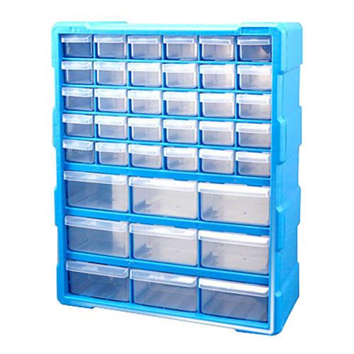 39-Grid Parts Cabinet, TOPIND, Parts Storage, Parts Cabinet, Tool Box, Parts Case, Drawer with Stoppers (Blue)