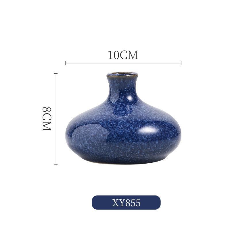 Nordic Mini Blue Ceramic Small Vase Creative Home Dining Table Living Room Bedroom hydroponics Flower Decoration Accessories 1Pc