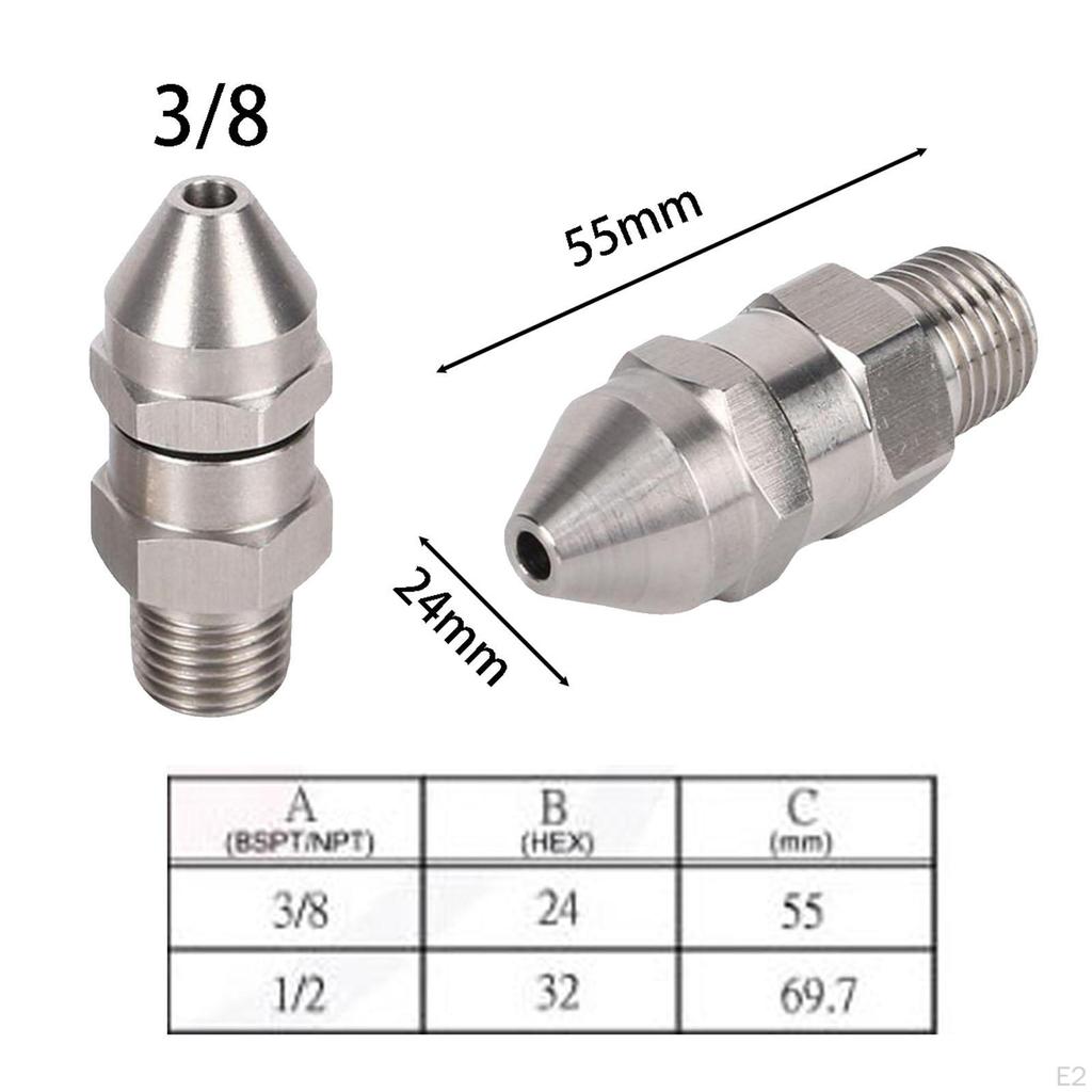 Drain Jetter Hose Nozzle Pressure Washer Sewer Spray Cleaning Tool for
