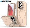 KEYSION Matte Skin Feel Lens Stand Phone Case for Magsafe for iPhone 17 Pro Max Magnetic Wireless Charging Shockproof Back Cover