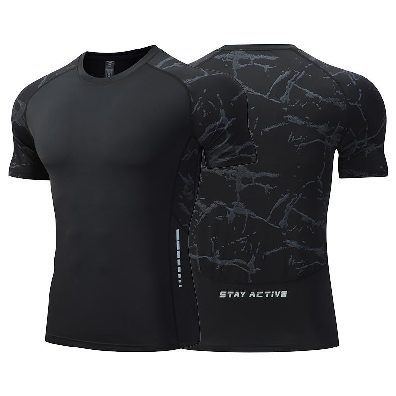 Herren Eisseide Sport T-Shirt Dry Fit Atmungsaktiv Dünn Rundhals Shirts Tops Fitness Laufen Kurzarm Elastizität Trainingsanzug