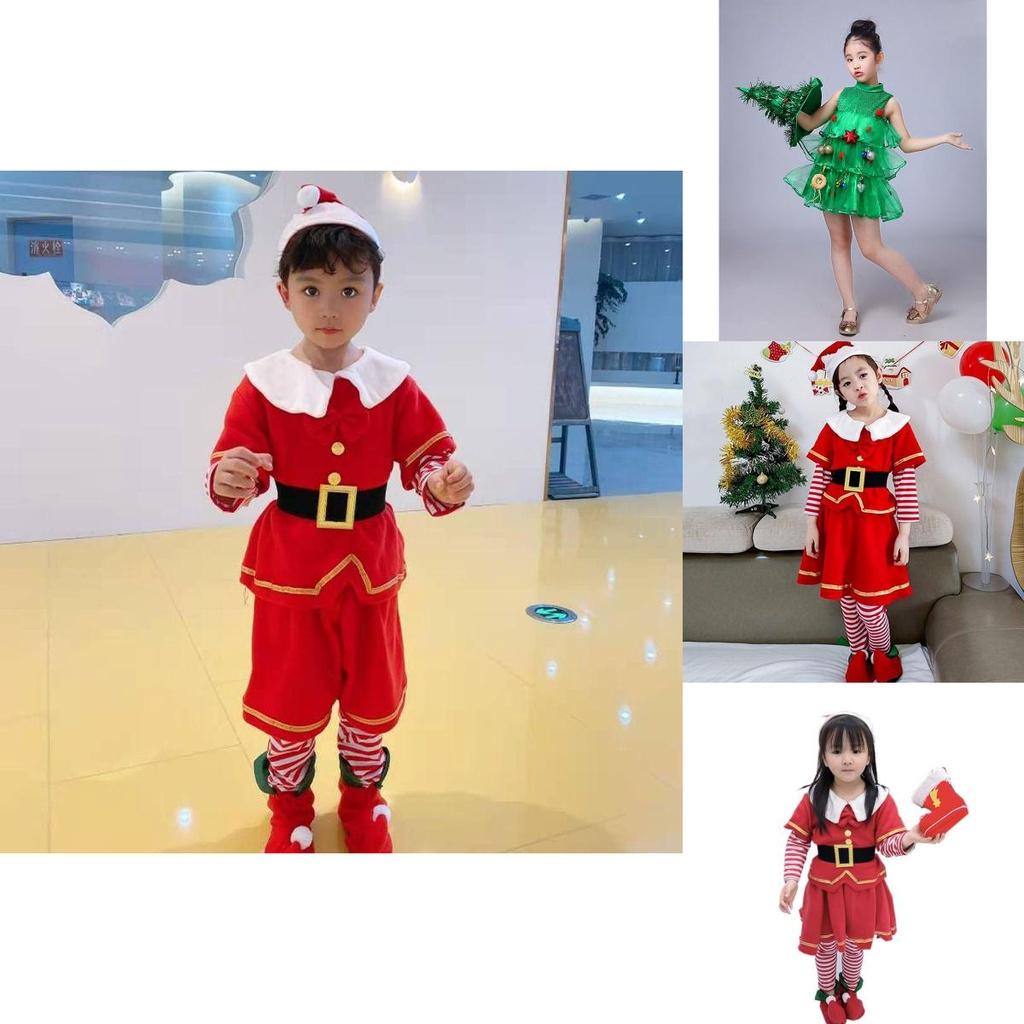 Magical Kids Christmas Tree Costumes Comfortable Girls Dress With Festive Hat