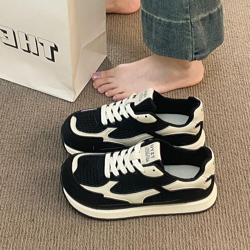 [Uncle Shoes] 2025 Thick-soled Gray Leisure Sports Summer Women's Lightweight New Forrest Gump Shoes German Training Shoes Mesh Surface