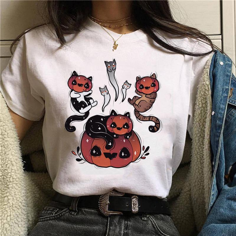 Women Anime Print T-Shirt Grunge Loose Steampunk Tees Gothic Female Harajuku Summer Clothing E-Girl Kawaii Aesthetic Top