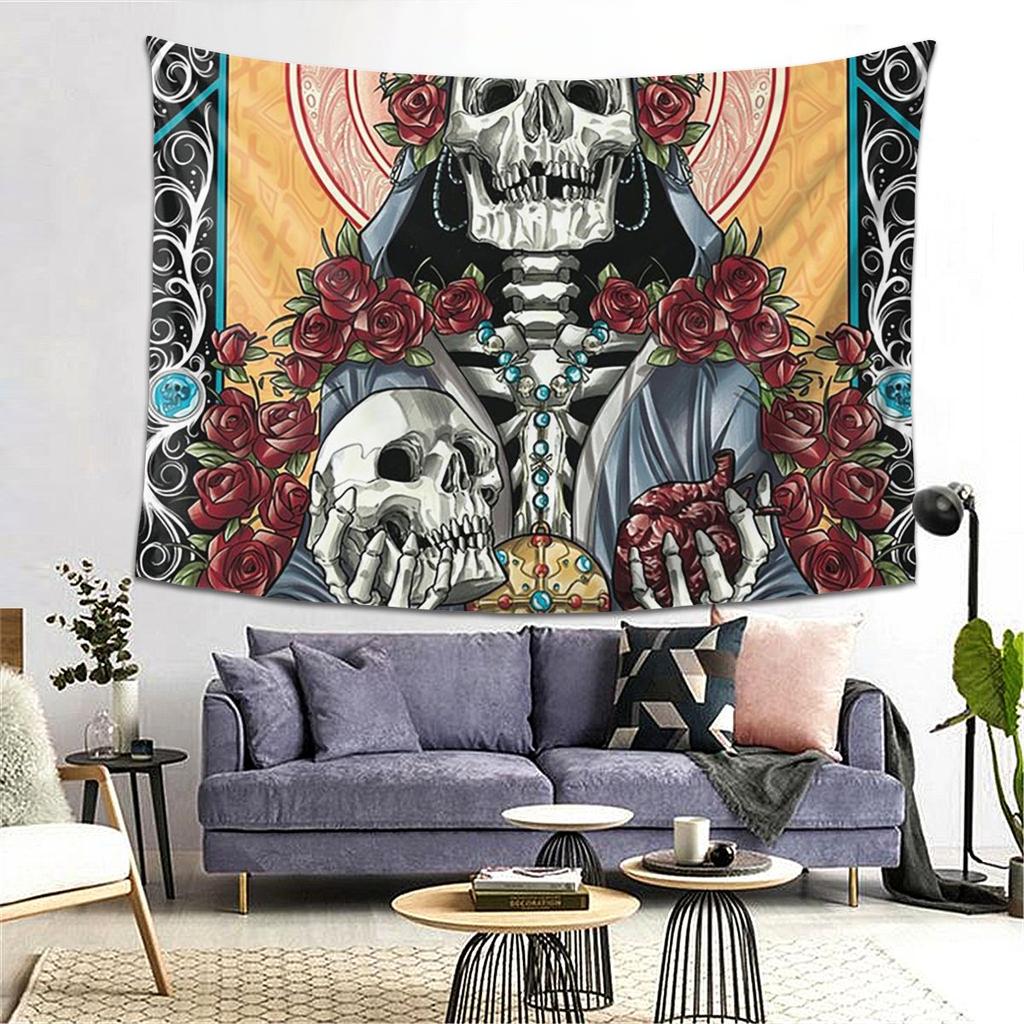 Santa Muerte Spanish Tapestry Decoration Art Aesthetic Tapestries for Living Room Bedroom Home Wall Cloth Wall Hanging