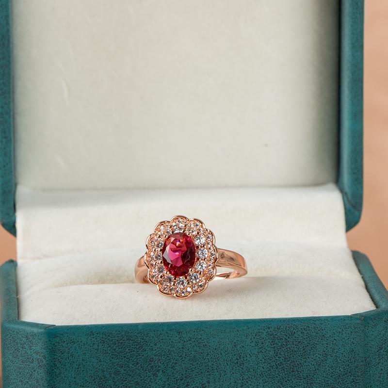 925 Sterling Silver Ring for Charm Lady with Oval Shape Ruby Gemstones Flower Zircon Female Fine Jewelry Gift 2025