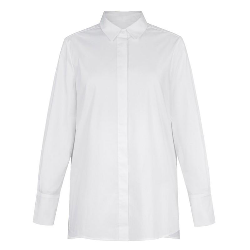 Loose Fit Cotton Shirt Women 2026 Roll Collar Long Sleeve Button-Down Blouse Casual Office Wear