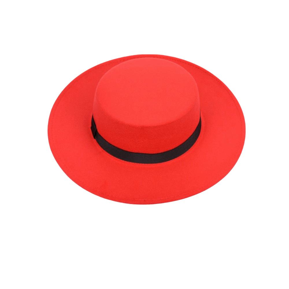Solid Color Men's Felt Hat British Style Women Jazz Hat Trendy Woolen Flat Top Hat  Winter