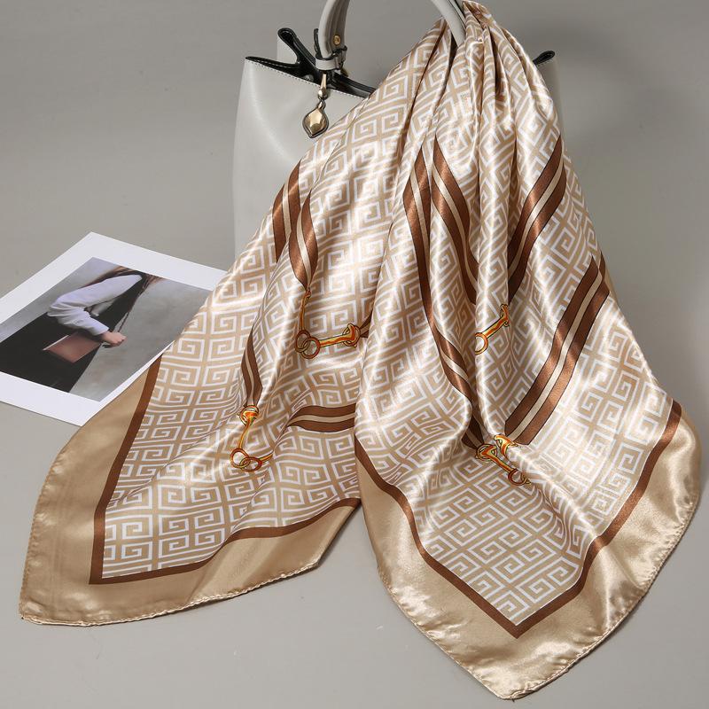 90 Square Scarves, Silk Scarves, Women's New Spring and Summer High-end Sense Versatile, Thin Scarves, Shawls Outside