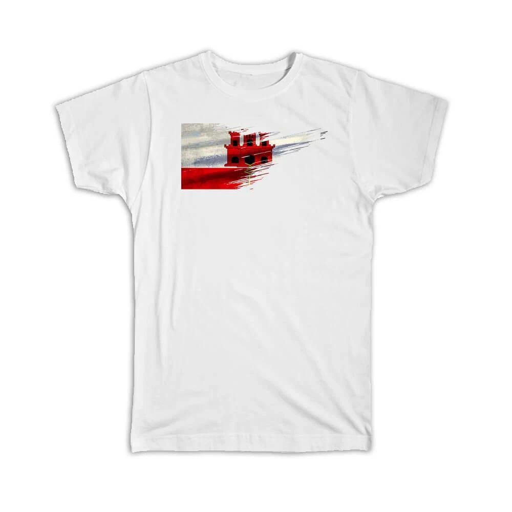 Gift T-Shirt : Gibraltar Flag Modern Country Expat 2XL