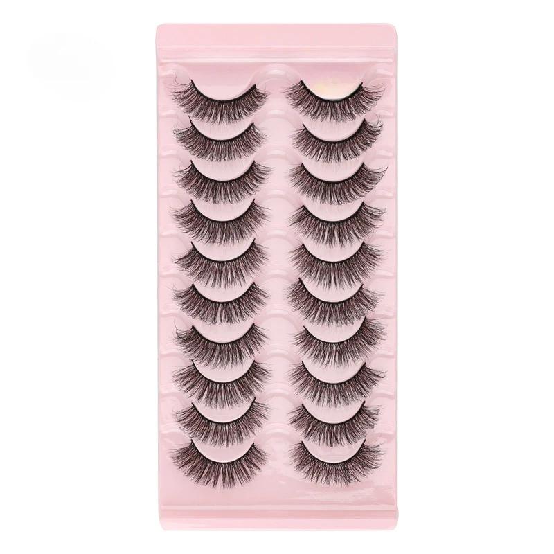 Hot Selling One Piece 7D Curly Natural Simulation Eyelashes Messy Dense and Large Curvature Eyelashes 10 Pairs Can Be Reused