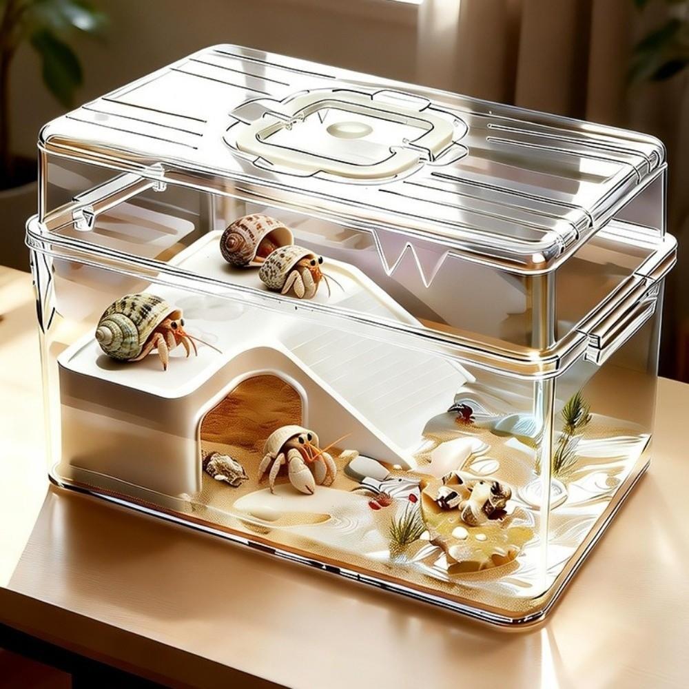 Transparent Reptile Terrarium Breathable Turtle Basking Platform Turtle Tank Hermit Crab