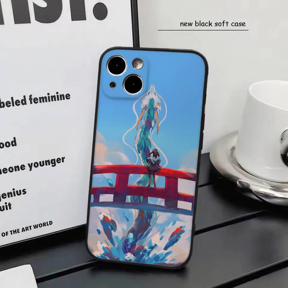 

Spirited Away for iPhone 15 16 14 Plus 13 12 11 17 Pro Max 17 Air Black Soft Phone Cover iphone 11