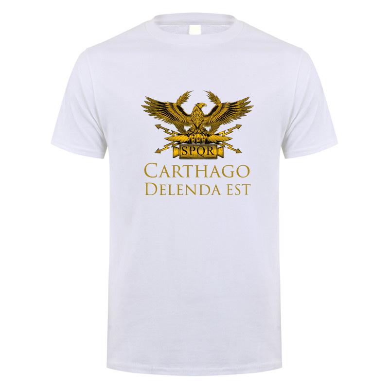 Carthago Delenda Est SPQR T Shirt Summer Men Cotton Short Sleeve Ancient Roman History Tshirts Man Tee Tops DY-016