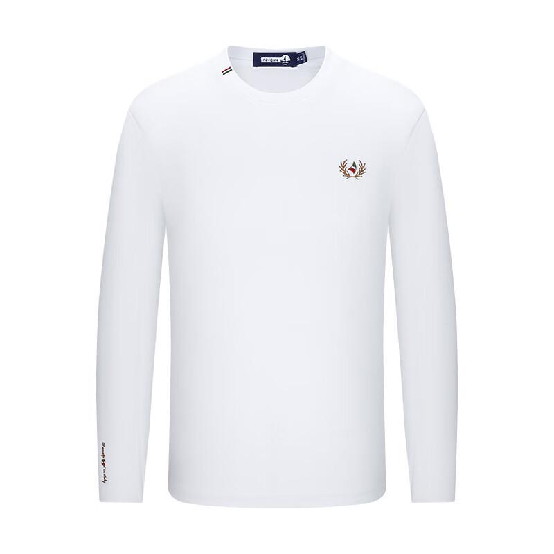 Navigare Men's Stain-Resistant Combed Cotton Long Sleeve T-Shirt