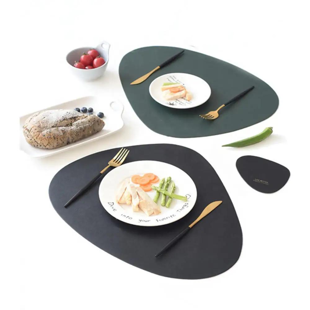 Dreieck Leder Tischset Küche Esstisch Matten Steak Pad Nicht-slipisolierung Pads Hotel Restaurant Home Decor