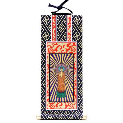 Kyuka Kobo Shinshu Honganji Amitabha Buddha for Buddhist Hanging 20cm Navy Blue X with Horin Studs [Jodo Sect] "Gohonzon Altar" Scroll, 20s, Tall,