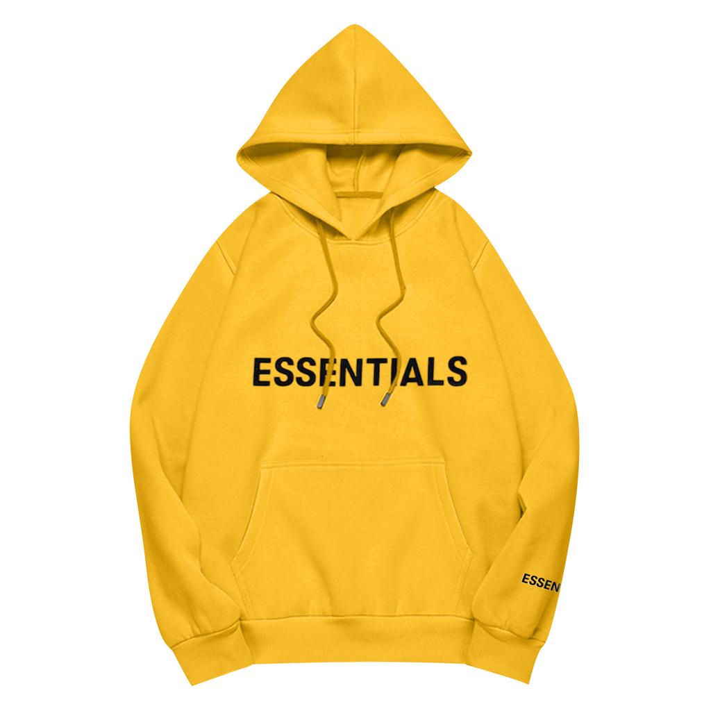 Unisex Loose Casual Letter Print Solid Round Neck Long Sleeve Hooded Sweatshirt