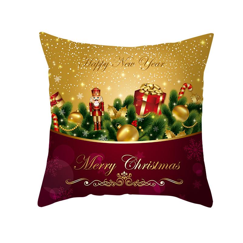Christmas Pillow Cover Ultra Soft Short Plush Printed Home Fabric Sofa Cushion Cover Living Room Decoration Pillow Cover