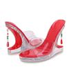 Liyke New Design Gem Pendant Strange Clear Heels Platform Wedge Slippers PVC Transparent Sandals Women Summer Party Prom Shoes