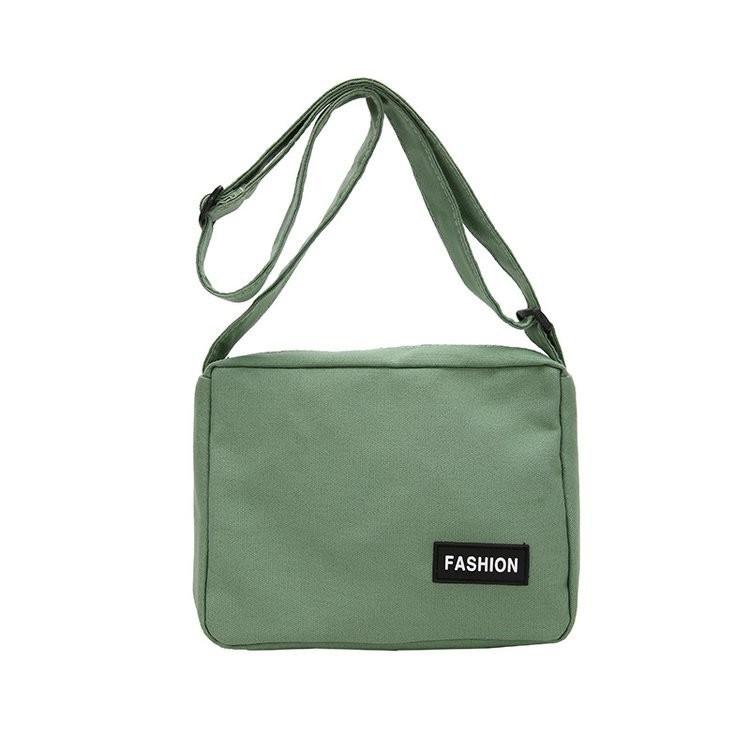 

Spacious Solid Color Casual Canvas Bag Stylish Minimalist Commuter Shoulder Bag зелений