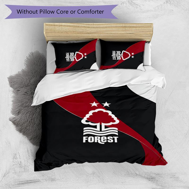 Set Lenzuola Stampato Nottingham Forest Football 3 Pezzi, Comodo Set Copripiumino per Camera da Letto Amico della Pelle