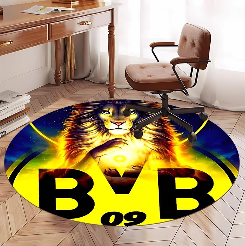 Borussia Dortmund Pattern Round Rug, Indoor/Outdoor Mat, for Picnic, Gameroom, Bedroom, Office, Living Room, Home Decor Carpet, Birthday Gift