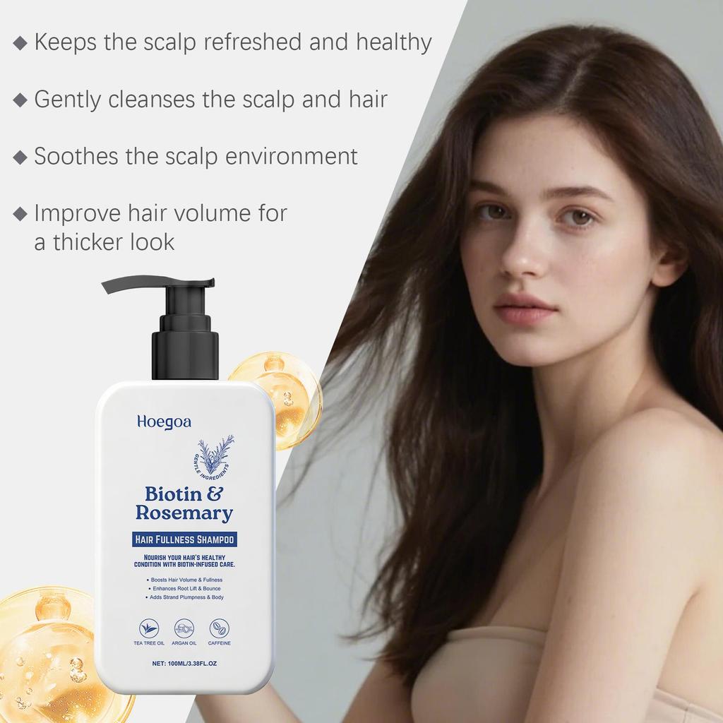 Shampoing au romarin et à la biotine Hoegoa: Nettoie délicatement le cuir chevelu, le rendant lisse comme de la soie et revitalisant les cheveux.