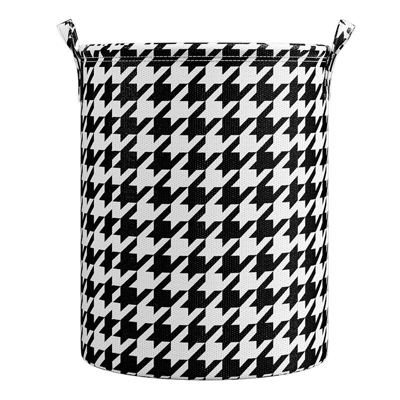Houndstooth Extra Large Folding Fabric Laundry Basket & Bathroom Organizer