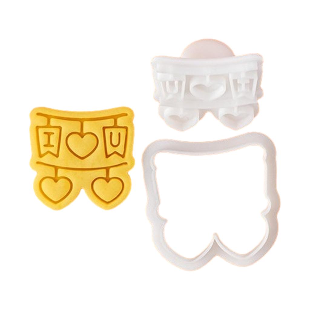 Valentine's Day Cookie Cutters Cartoon Pressable Biscuit Mold Holiday Biscuit Fondant Cookie Stamps Party Supplies