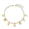 New Ocean Wind Ladies Pearl Necklace Niche Starfish Shell Metal Design Pendant Chain Versatile Necklace
