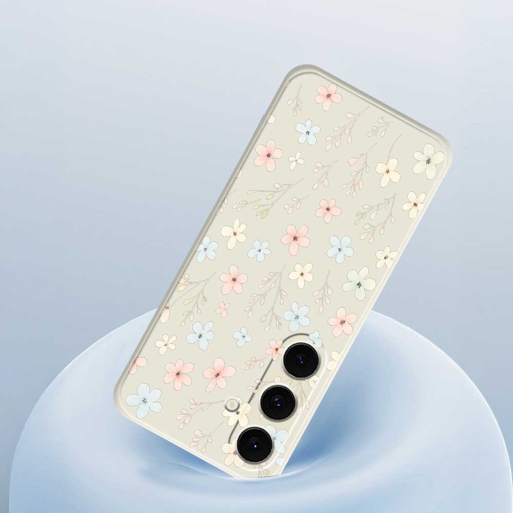 For Samsung Galaxy S25 FE Case Small Flower Branches Pattern Printing Straight Edge TPU Phone Back Cover