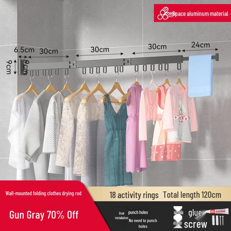 Wall-Mounted Retractable Clothes Drying Rack for Balcony and Bay Windows