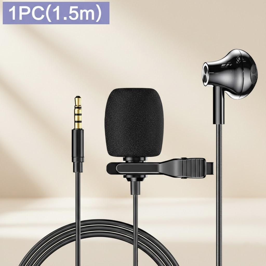 

Omnidirectional Microphone Clip-on Condenser for iOS Android Phones Tablets Portable Recording Microphone