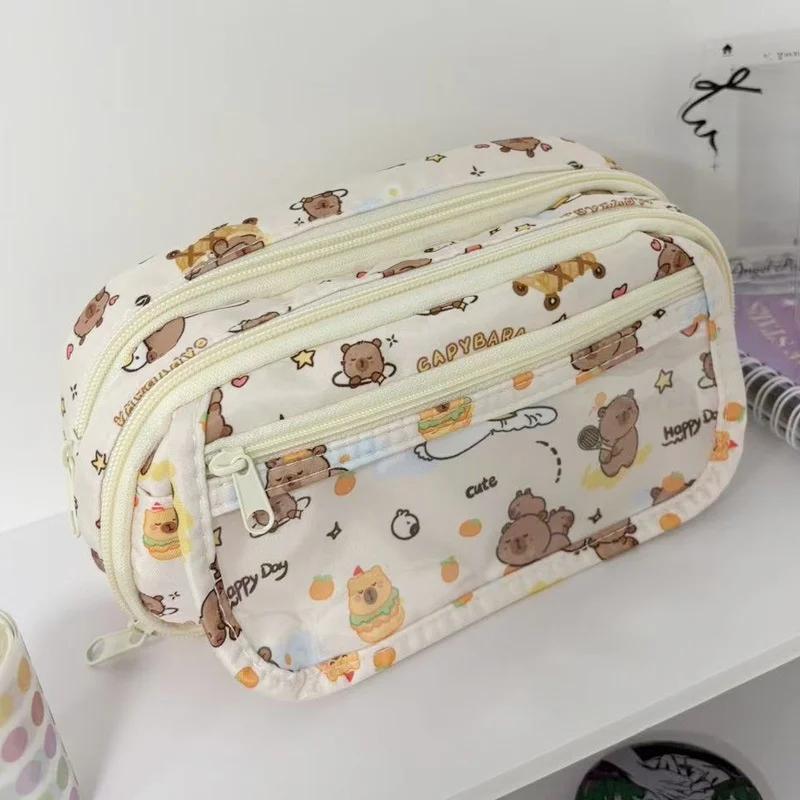 Hatsune Miku Pencil Case Cute Anime Cosplay Large Capacity Stationery Bag For School Student Multi Layer Makeup Storage Pouch