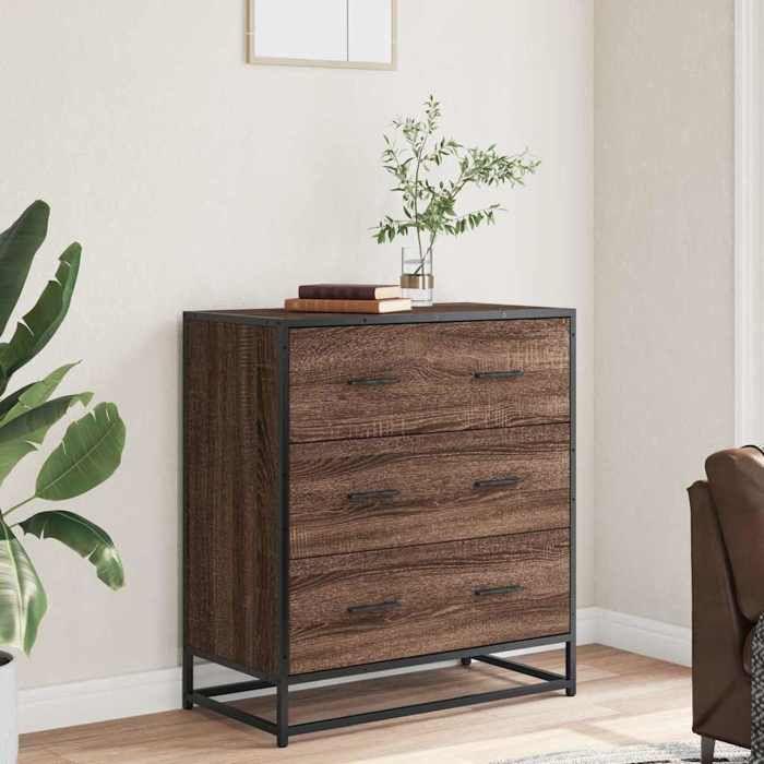 VidaXL Buffet Brown Oak 68x35x76 Cm Engineered Wood and Metal, Storage Cabinet, Hallway Cabinet, Cabinet 848973