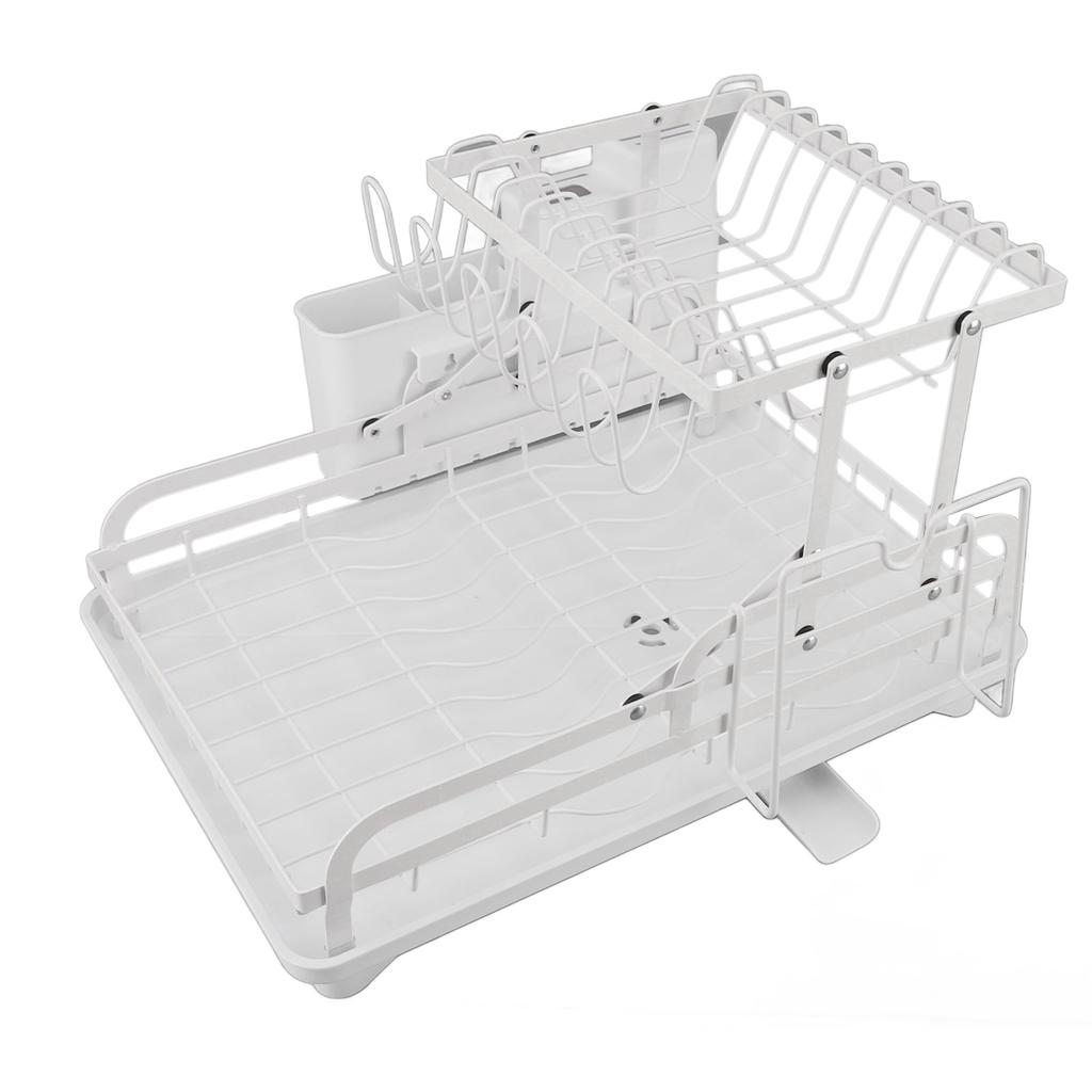 Dish Drying Rack Folding 2 Tier Multipurpose Easy Storage Dish Dryer Rack for Kitchen Countertop